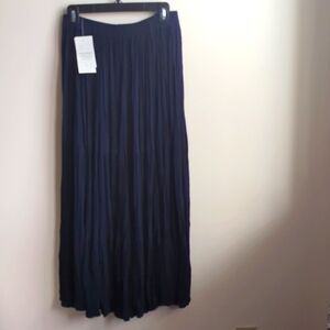 Agapo Vintage Maxi Skirt Blue Tiered Crinkle Wrinkle Matchstick